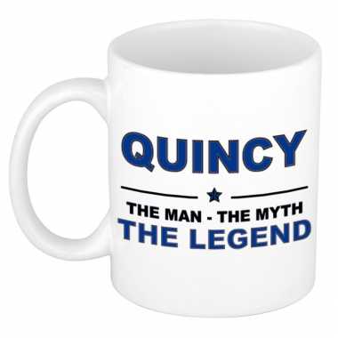 Quincy the man, the myth the legend cadeau koffie mok / thee beker 300 ml