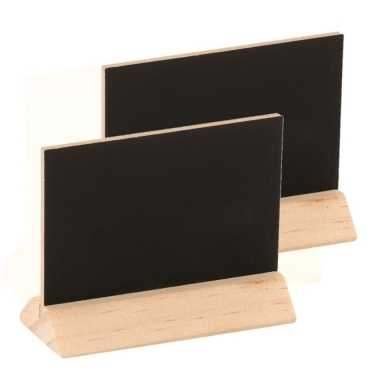 Set van 40x stuks houten mini krijtbordjes/schrijfbordjes op voet 6 cm