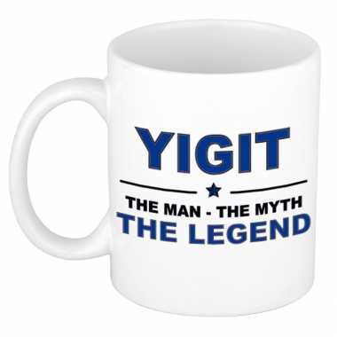 Yigit the man, the myth the legend cadeau koffie mok / thee beker 300 ml