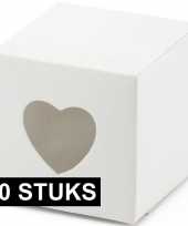 10x bruiloft huwelijk bedankjes doosjes wit hart 5 cm