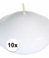 10x bruiloft huwelijk witte drijfkaarsen 4 6 cm 4 5 branduren