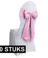 10x bruiloft stoel decoratie lichtroze strikken