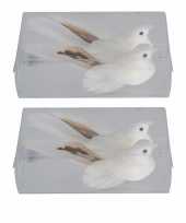 10x kerstboomversiering glitter witte vogeltjes op clip 11 cm