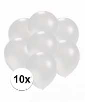 10x stuks kleine metallic witte party ballonnen 13 cm