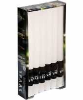 12x bruiloft witte rustieke dinerkaarsen 25 cm 10 branduren