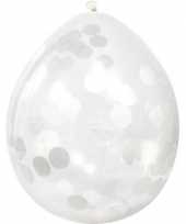 12x transparante ballon witte confetti 30 cm