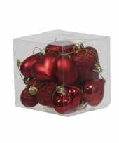 15x kleine kunststof rode bruiloftshangers bruiloftornamenten hartjes 4 cm