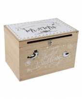 1x houten huwelijksdoosje bruiloft enveloppen doos 30 x 20 x 20 cm
