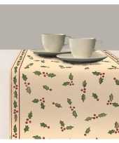 1x kunststof kerst tafellopers met hulst print 600 x 33 cm