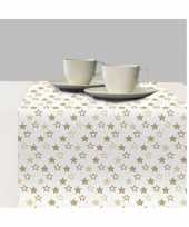 1x kunststof tafellopers wit met gouden sterren 600 x 33 cm