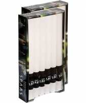 24x bruiloft witte rustieke dinerkaarsen 25 cm 10 branduren