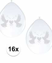 2x ballonnen wit met duif 8 stuks