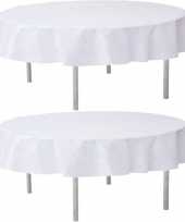 2x bruiloft witte ronde tafelkleden tafellakens 240 cm stof