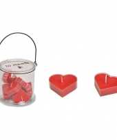 2x glazen potjes theelichthouders met hartjes kaarsjes 13 cm