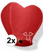2x wensballon rood hart 100 cm