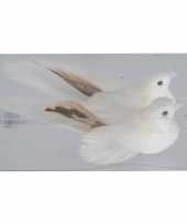 2x witte glitter decoratie vogeltjes op clip 11 cm