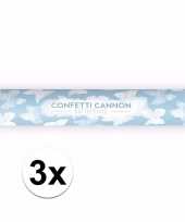 3x confetti kanon witte vlinders 40 cm