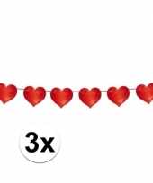 3x slinger rode hartjes 6 meter valentijn en bruiloft versiering