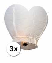 3x wensballon wit hart 100 cm