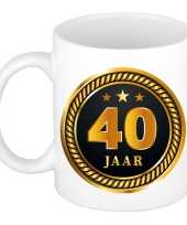 40 jaar cadeau mok beker medaille goud zwart voor verjaardag jubileum cadeau 40 jaar getrouwd