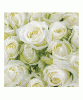 40x servetten met witte rozen