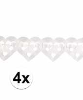 4x huwelijk slinger hartjes wit 6 meter