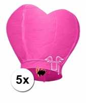 5x wensballon roze hart 100 cm