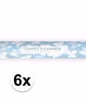 6x confetti kanon witte vlinders 40 cm