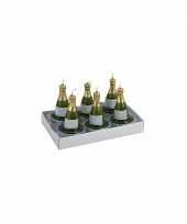 6x stuks champagnefles theelichtjes waxinelichtjes