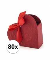 80x bruiloft kado doosjes rood hart