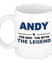 Andy the man the myth the legend cadeau koffie mok thee beker 300 ml
