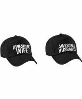 Awesome husband and wife petten caps zwart voor koppels