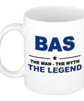 Bas the man the myth the legend cadeau koffie mok thee beker 300 ml