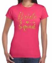 Bride squad cupido goud glitter t shirt roze dames