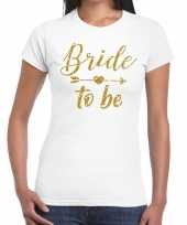 Bride to be cupido goud glitter t shirt wit dames