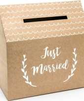 Bruiloft huwelijk enveloppendoos kraftpapier huisje 30 cm