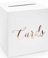 Bruiloft huwelijk enveloppendoos wit rosegoud cards 24 cm