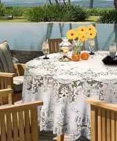 Buiten tafelkleed tafellaken wit amira 180 cm rond