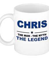 Chris the man the myth the legend cadeau koffie mok thee beker 300 ml