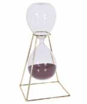 Decoratie zandloper 30 minuten paars zand 20 cm