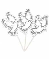 Grote prikkers witte bruiloft communie duiven 10x stuks
