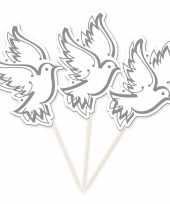 Grote prikkers witte bruiloft communie duiven 50x stuks