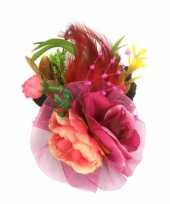 Haarbloemen fuchsia roze met klem