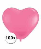 Hartjes ballonnen roze 15 cm 100 stuks