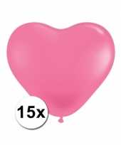 Hartjes ballonnen roze 15 stuks