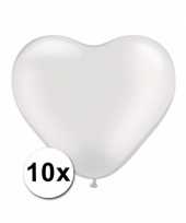 Hartjes ballonnen wit 10 stuks