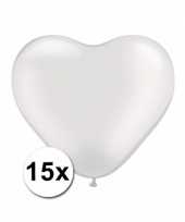 Hartjes ballonnen wit 15 stuks