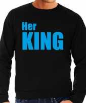 Her king sweater trui zwart met blauwe letters voor heren
