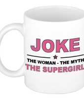 Joke the woman the myth the supergirl cadeau koffie mok thee beker 300 ml