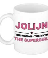 Jolijn the woman the myth the supergirl cadeau koffie mok thee beker 300 ml
